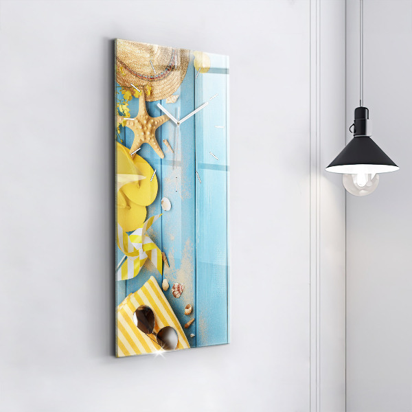 Vertikální skleněné hodiny Plážové doplňky a prkna