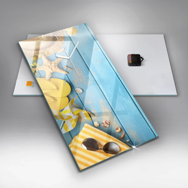 Vertikální skleněné hodiny Plážové doplňky a prkna