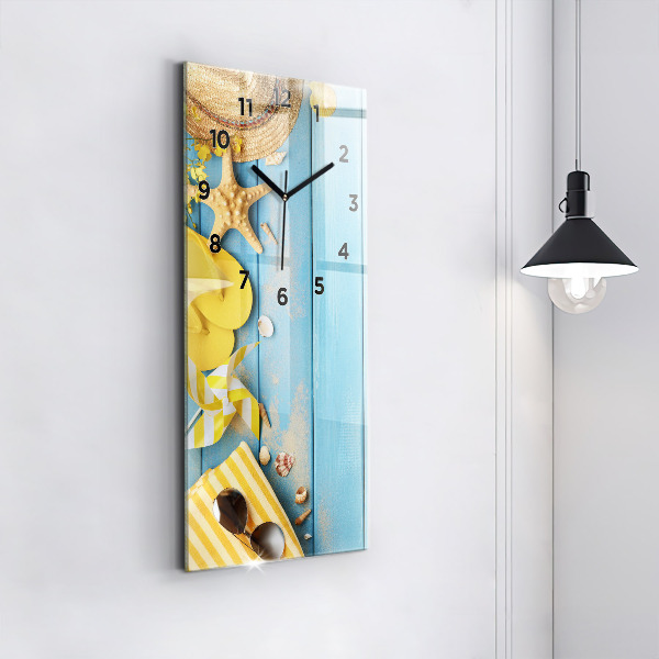 Vertikální skleněné hodiny Plážové doplňky a prkna