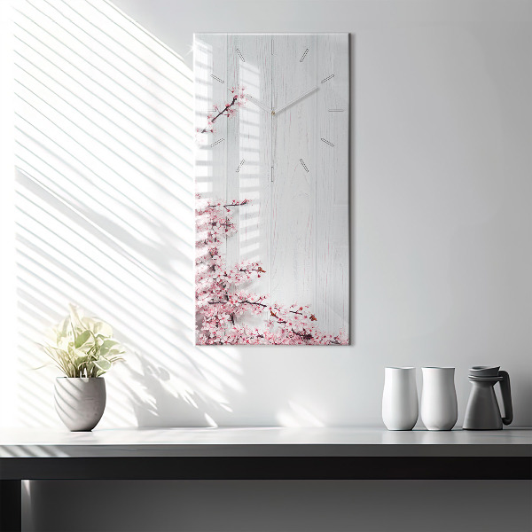 Vertikální skleněné hodiny Jarní květiny