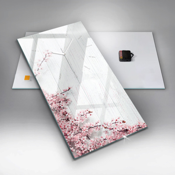 Vertikální skleněné hodiny Jarní květiny