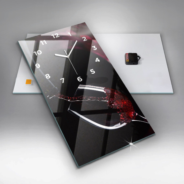 Vertikální skleněné hodiny Červené víno