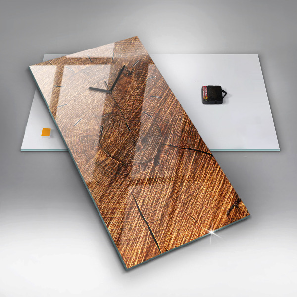 Vertikální skleněné hodiny Dekorativní dřevo