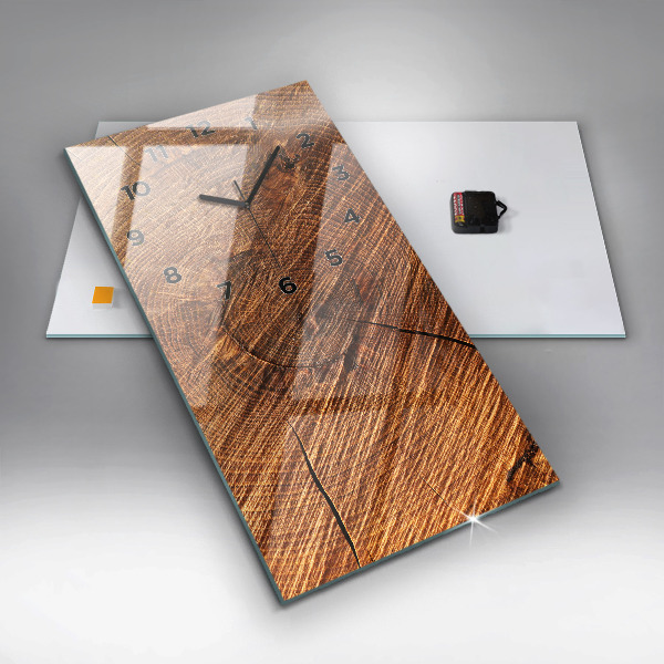 Vertikální skleněné hodiny Dekorativní dřevo