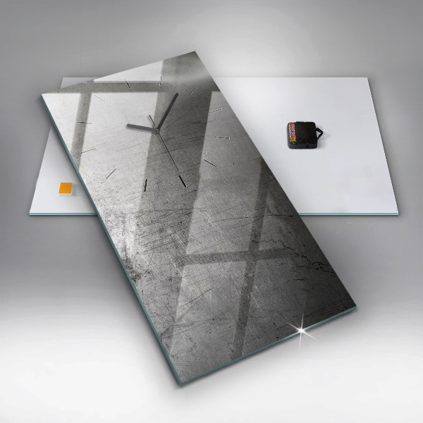 Vertikální skleněné hodiny Kovová zeď