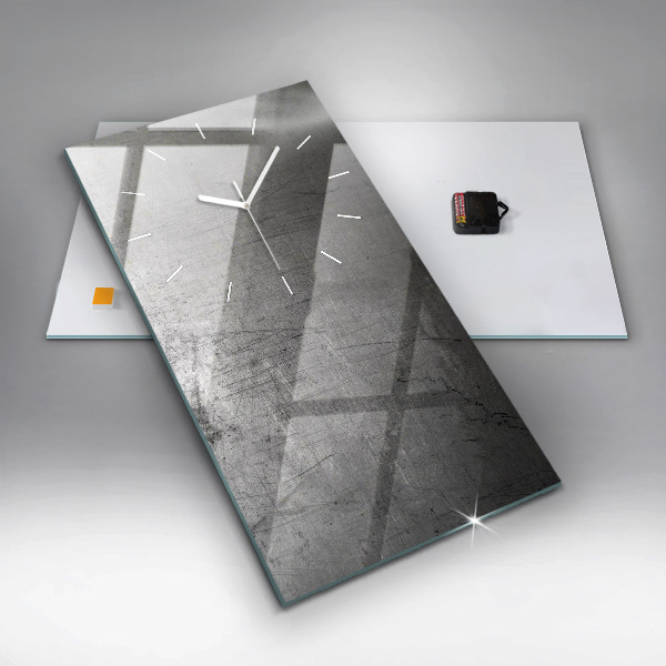 Vertikální skleněné hodiny Kovová zeď