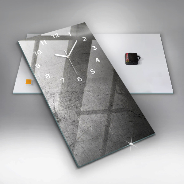 Vertikální skleněné hodiny Kovová zeď