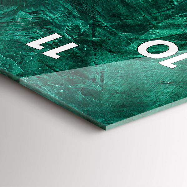 Vertikální skleněné hodiny Smaragdová zeď