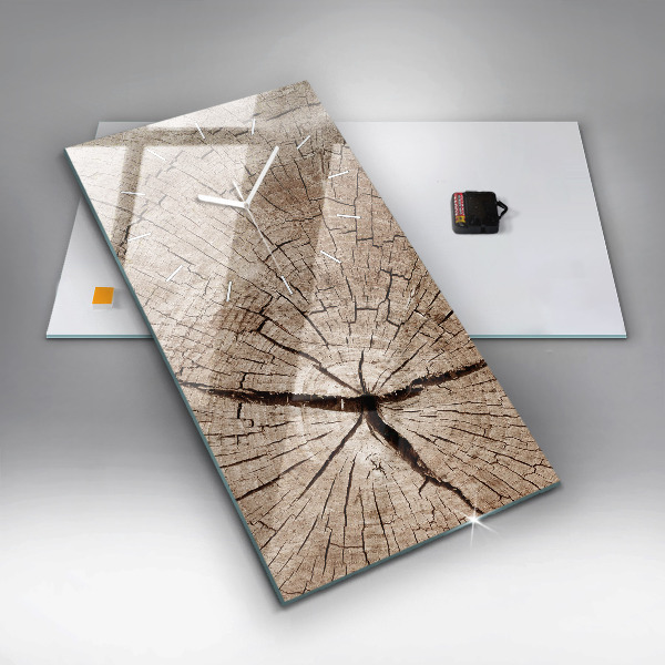 Vertikální skleněné hodiny Starý dřevěný kmen