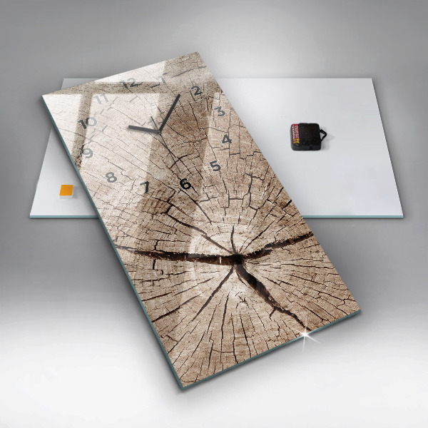 Vertikální skleněné hodiny Starý dřevěný kmen