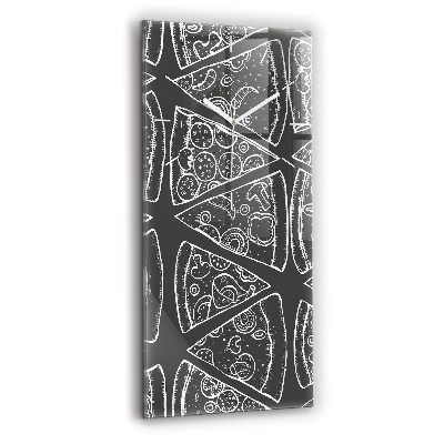 Vertikální skleněné hodiny Malovaná pizza