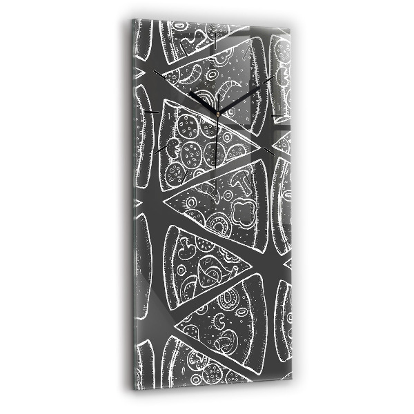 Vertikální skleněné hodiny Malovaná pizza