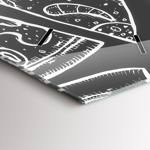 Vertikální skleněné hodiny Malovaná pizza