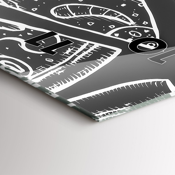 Vertikální skleněné hodiny Malovaná pizza