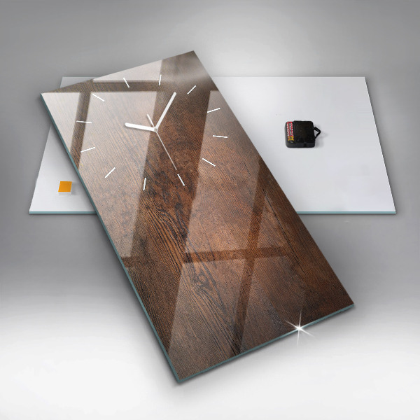 Vertikální skleněné hodiny Staré dřevo