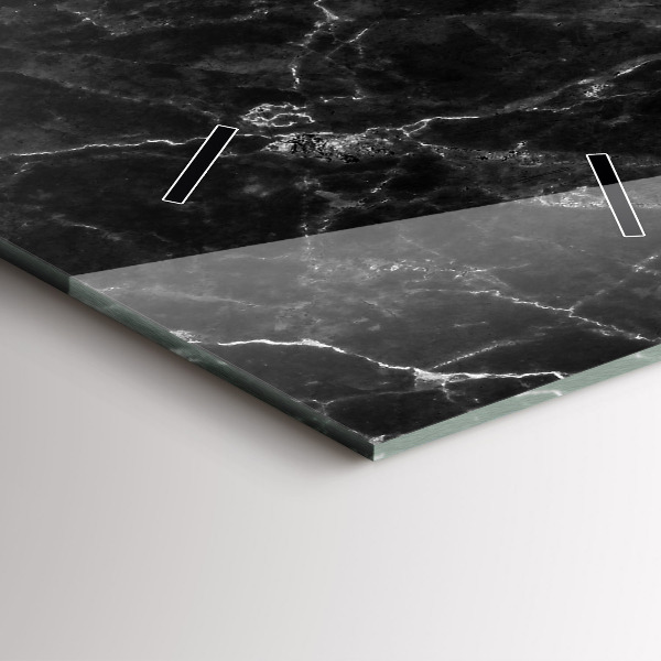 Vertikální skleněné hodiny Tmavý mramor