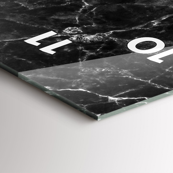 Vertikální skleněné hodiny Tmavý mramor