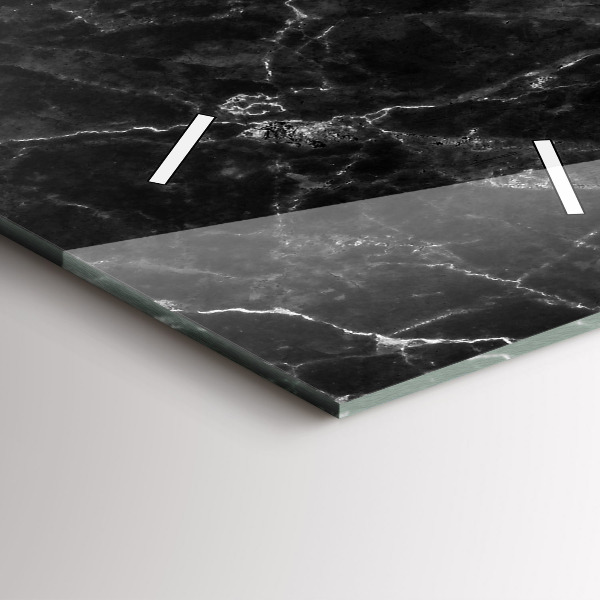 Vertikální skleněné hodiny Tmavý mramor