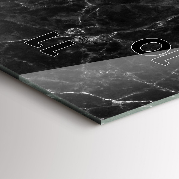 Vertikální skleněné hodiny Tmavý mramor