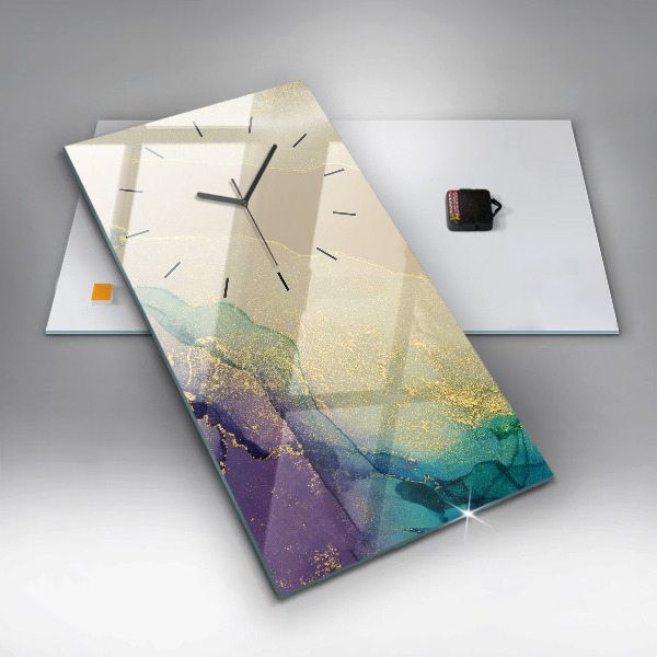 Vertikální skleněné hodiny Barevná abstrakce