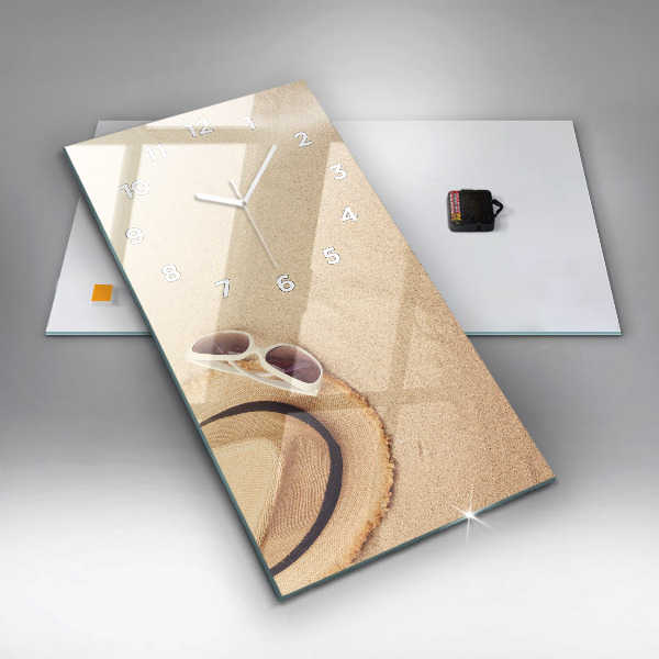 Vertikální skleněné hodiny Zlatá abstrakce