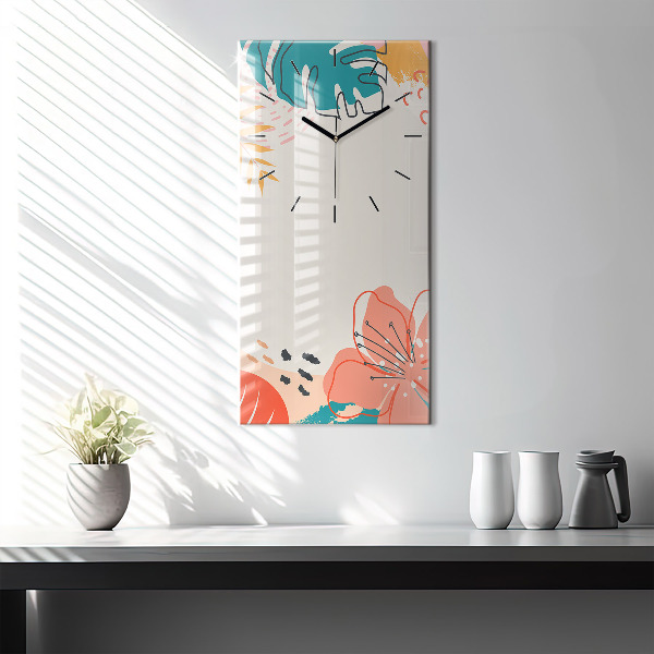 Vertikální skleněné hodiny Havajské rostliny