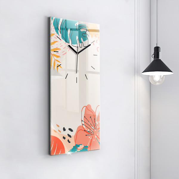 Vertikální skleněné hodiny Havajské rostliny