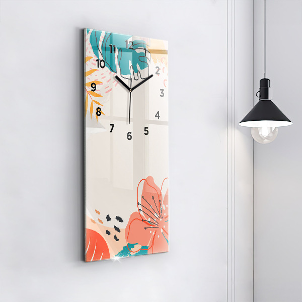 Vertikální skleněné hodiny Havajské rostliny