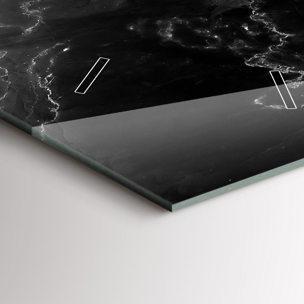 Vertikální skleněné hodiny Černý mramor