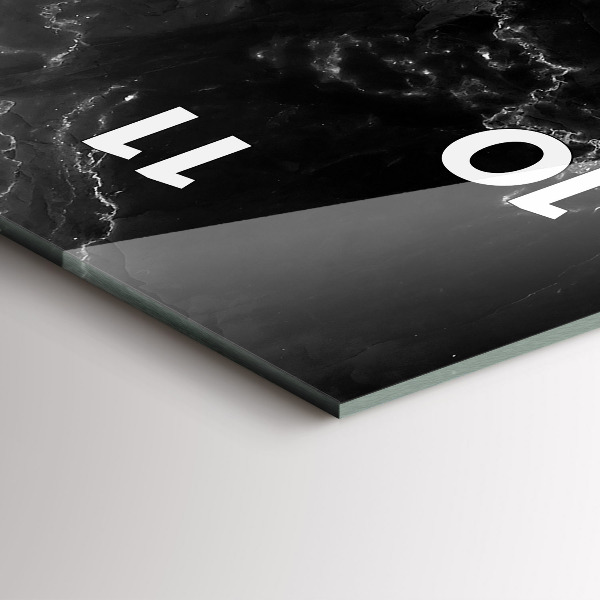 Vertikální skleněné hodiny Černý mramor