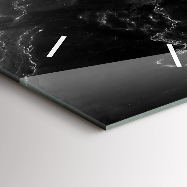 Vertikální skleněné hodiny Černý mramor