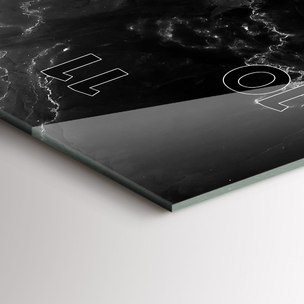 Vertikální skleněné hodiny Černý mramor