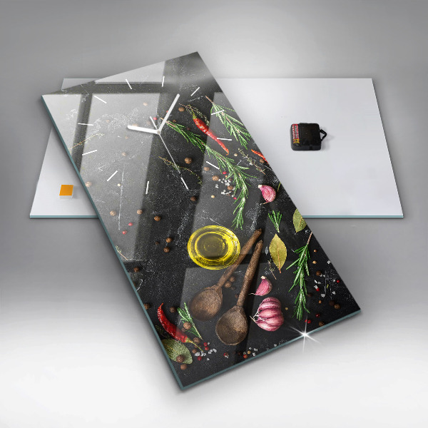 Vertikální nástěnné hodiny Koření na pultu