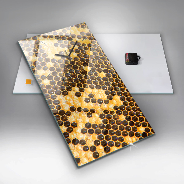 Vertikální nástěnné hodiny Medová plástev