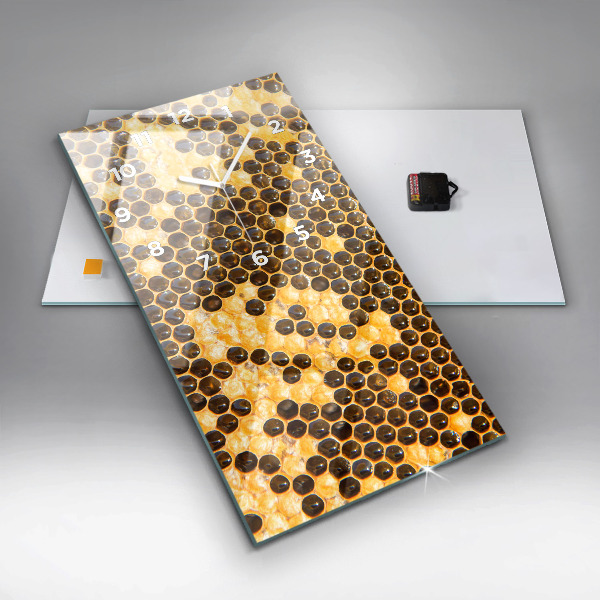 Vertikální nástěnné hodiny Medová plástev