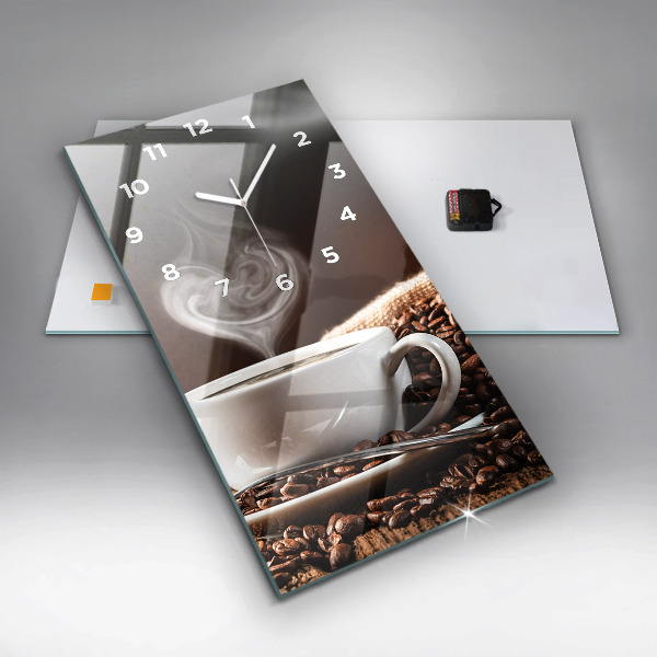 Vertikální nástěnné hodiny Šálek kávy
