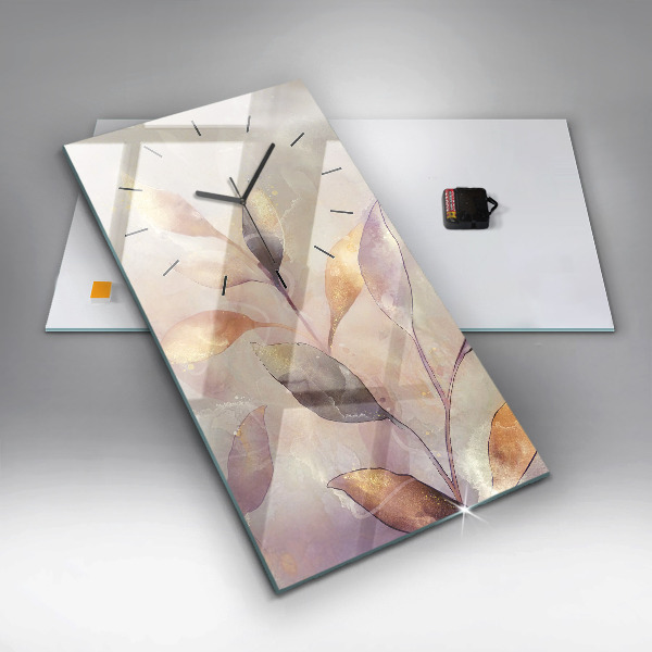 Vertikální skleněné hodiny Abstraktní boho listy