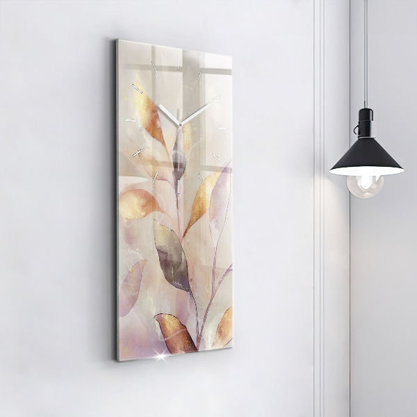 Vertikální skleněné hodiny Abstraktní boho listy
