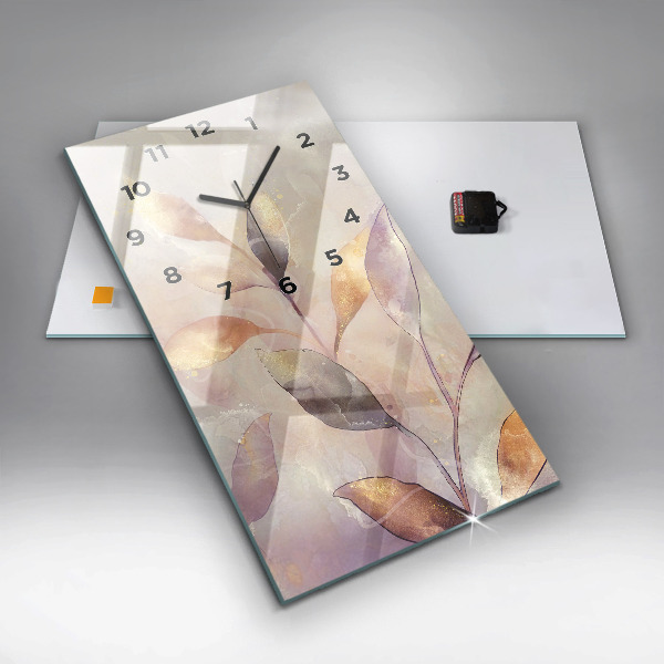 Vertikální skleněné hodiny Abstraktní boho listy