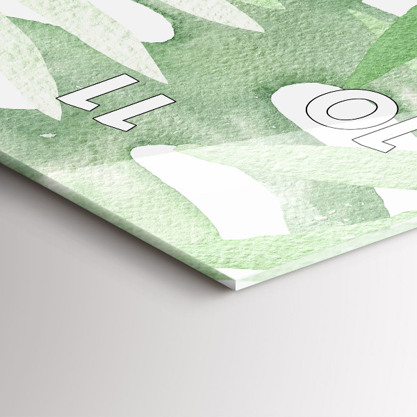 Vertikální skleněné hodiny Zelené listy