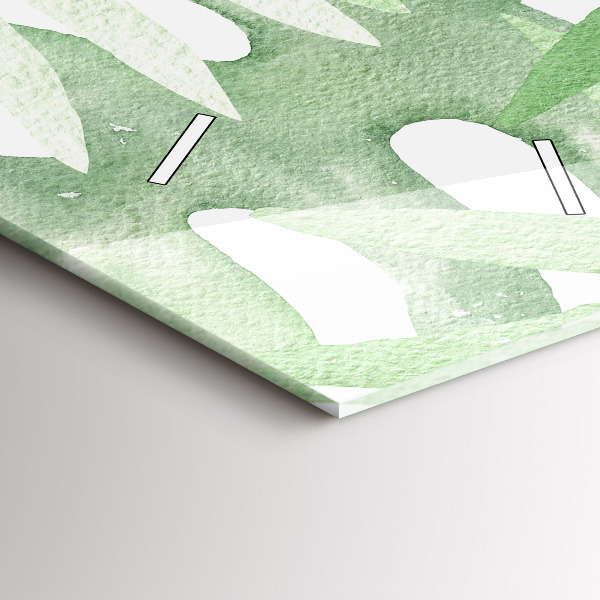 Vertikální skleněné hodiny Zelené listy