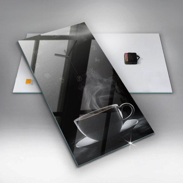 Vertikální nástěnné hodiny Hrnek černé kávy