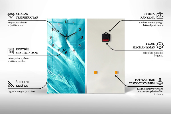 Vertikální nástěnné hodiny Černé a stříbrné linie