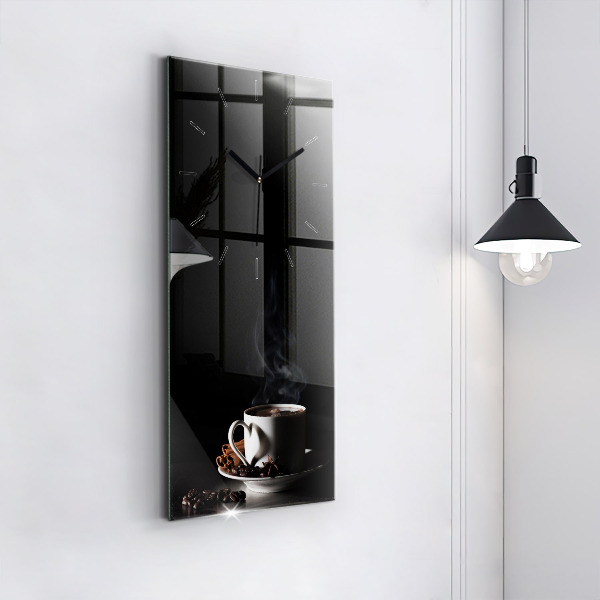 Vertikální nástěnné hodiny Šálek kávy