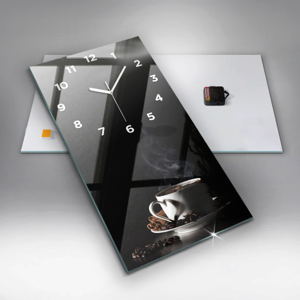 Vertikální nástěnné hodiny Šálek kávy