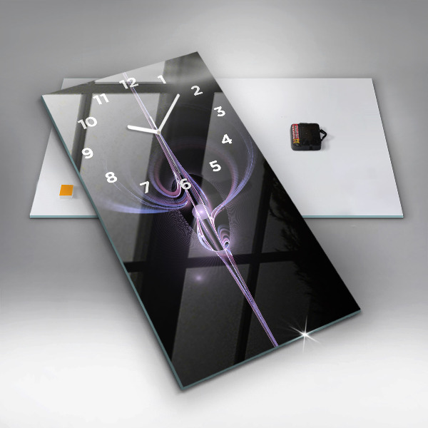 Vertikální nástěnné hodiny Fialová abstrakce