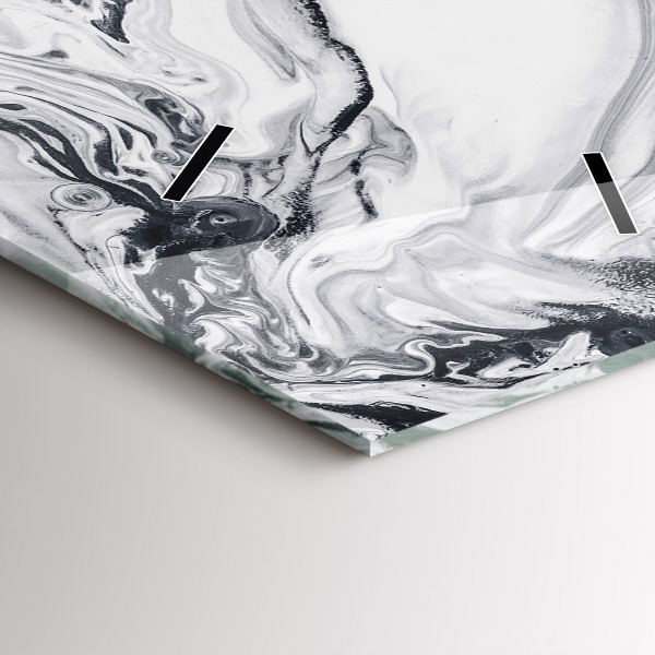 Vertikální skleněné hodiny Abstraktní inkoustový mramor