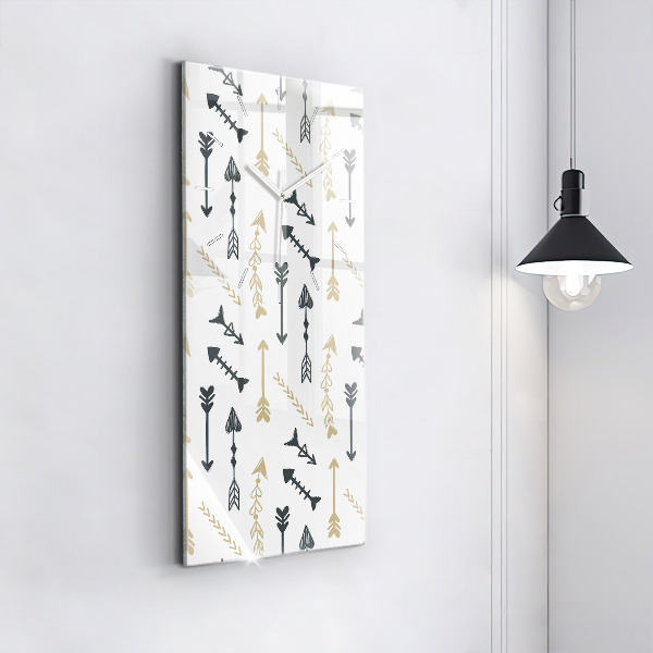 Vertikální skleněné hodiny Geometrický hipsterský vzor