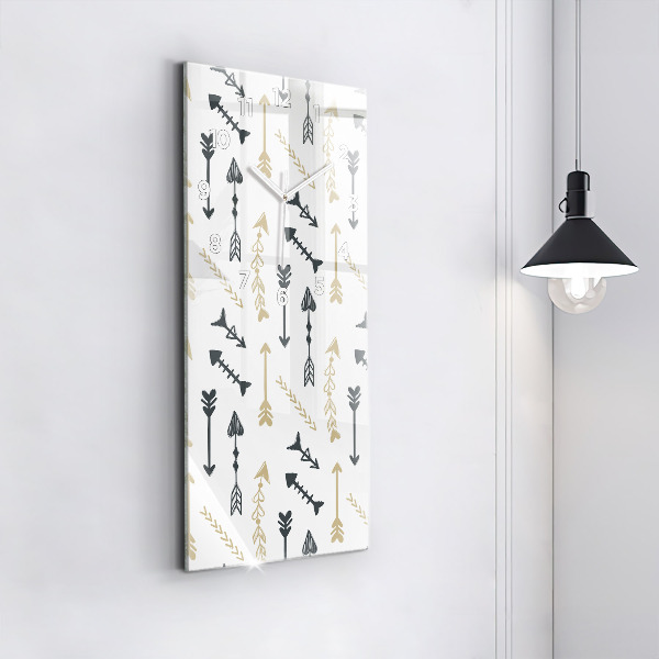 Vertikální skleněné hodiny Geometrický hipsterský vzor