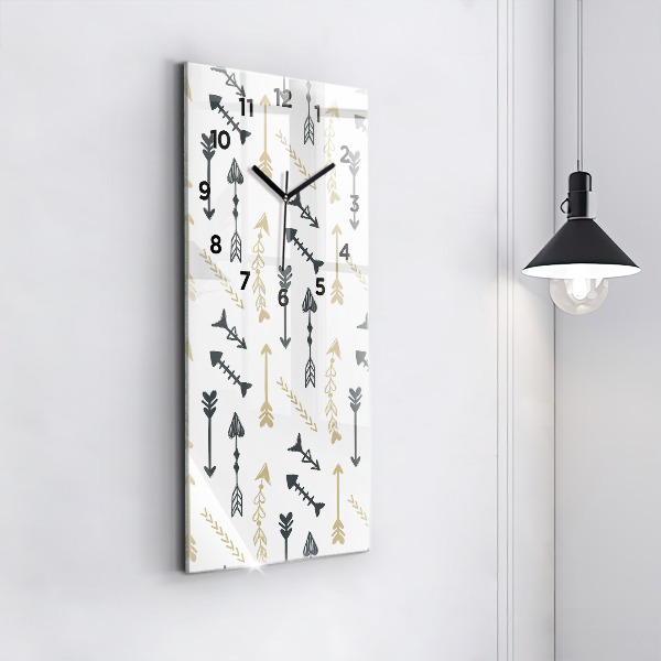 Vertikální skleněné hodiny Geometrický hipsterský vzor